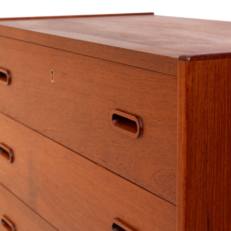 Vintage Danish Mid-Century Six-Drawer Teak Tallboy Dresser 1960s
