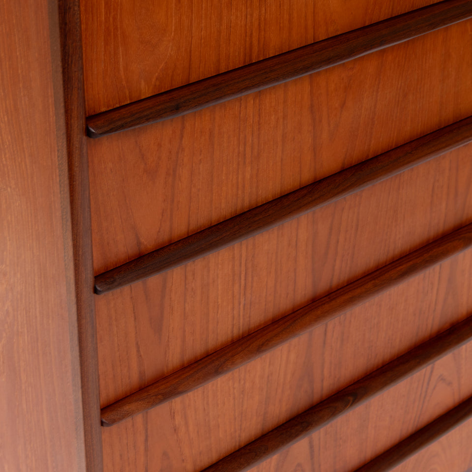 Vintage Danish Mid-Century Six-Drawer Teak Tallboy Dresser 1960s