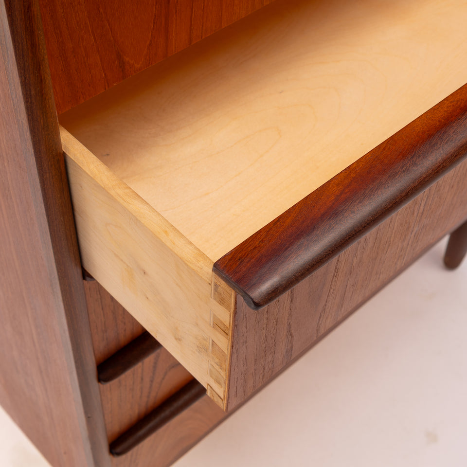 Vintage Danish Mid-Century Six-Drawer Teak Tallboy Dresser 1960s