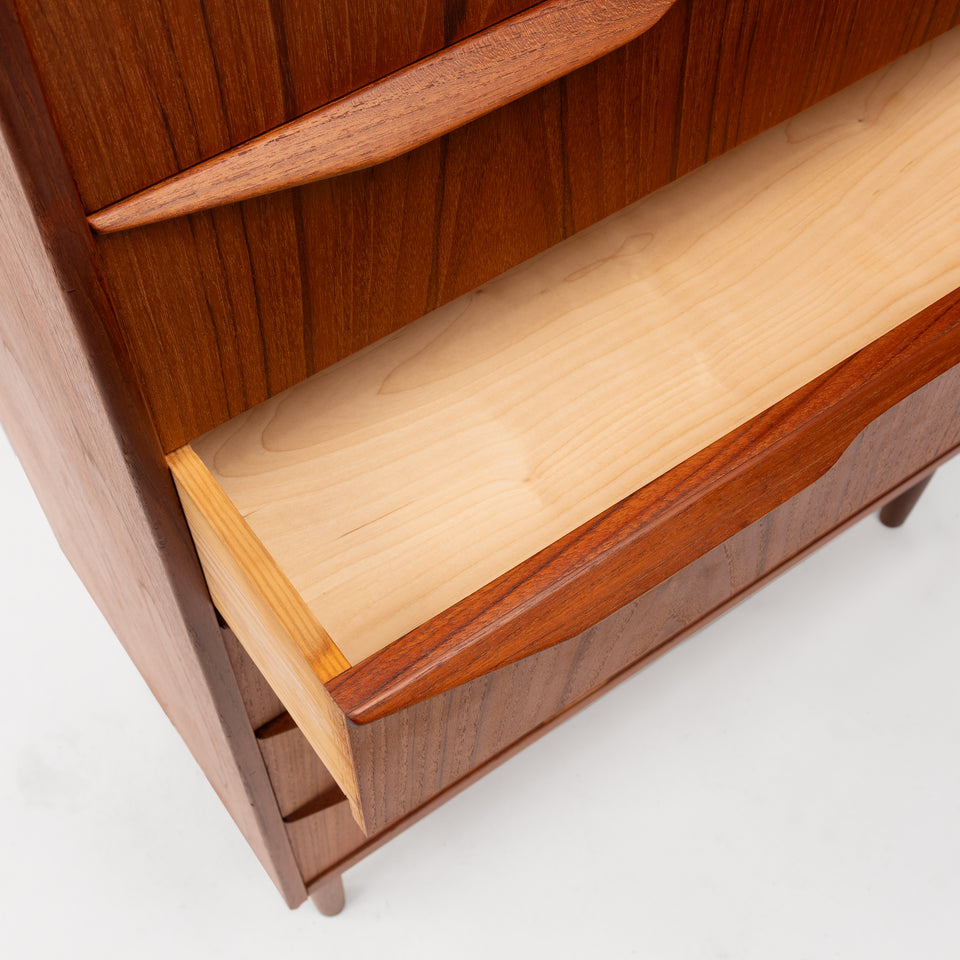Vintage Danish Mid-Century Seven-Drawer Teak Tallboy Dresser 1960s
