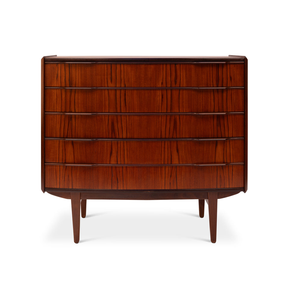 Vintage Danish Mid-Century Five-Drawer Rosewood Dresser