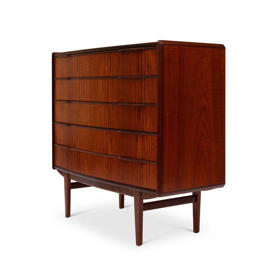 Vintage Danish Mid-Century Five-Drawer Rosewood Dresser