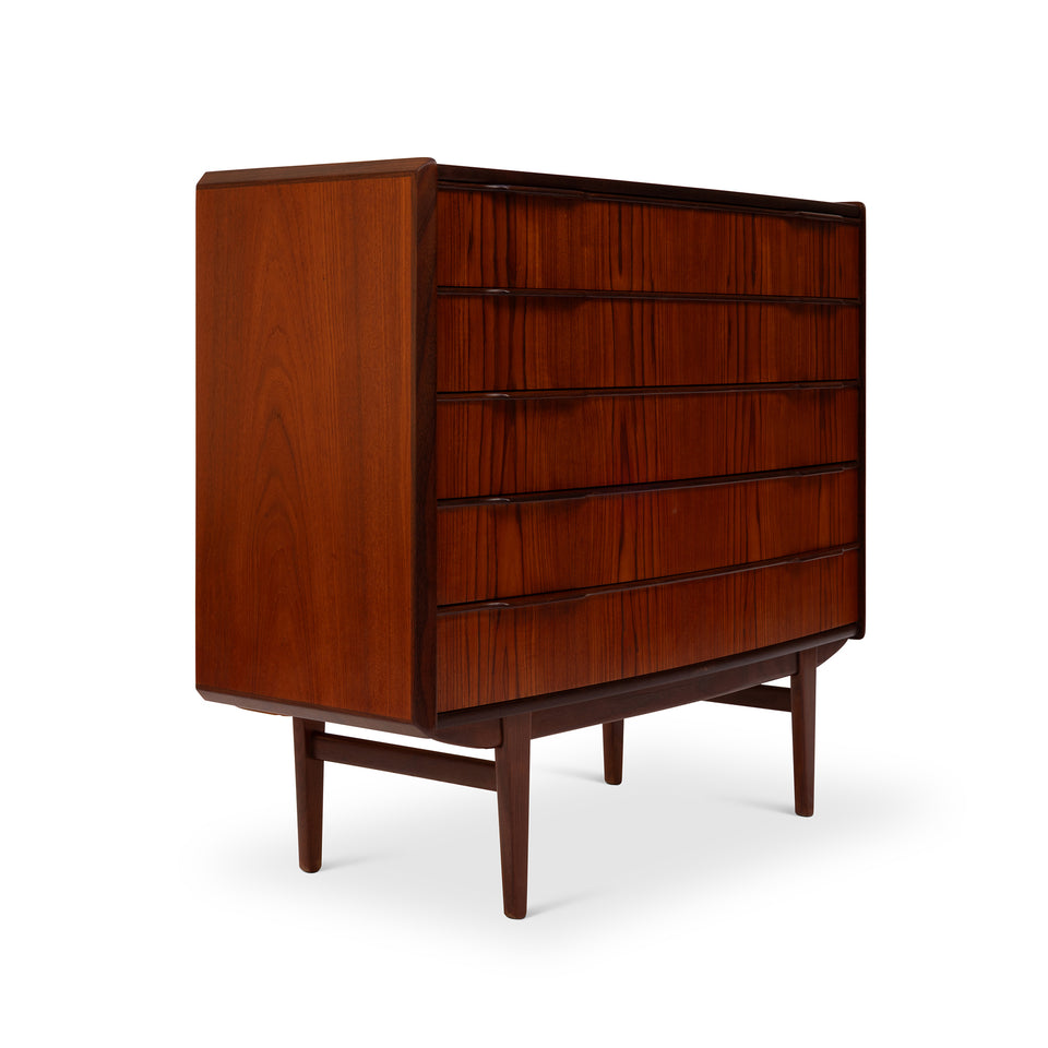 Vintage Danish Mid-Century Five-Drawer Rosewood Dresser