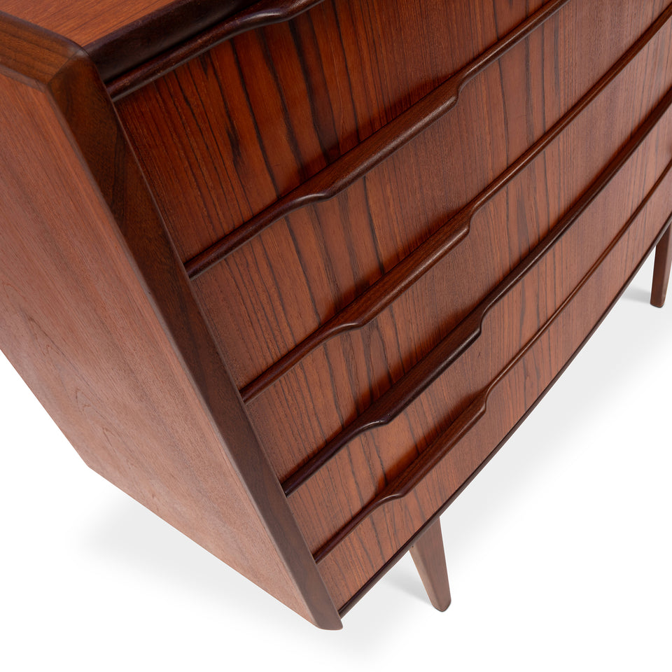 Vintage Danish Mid-Century Five-Drawer Rosewood Dresser