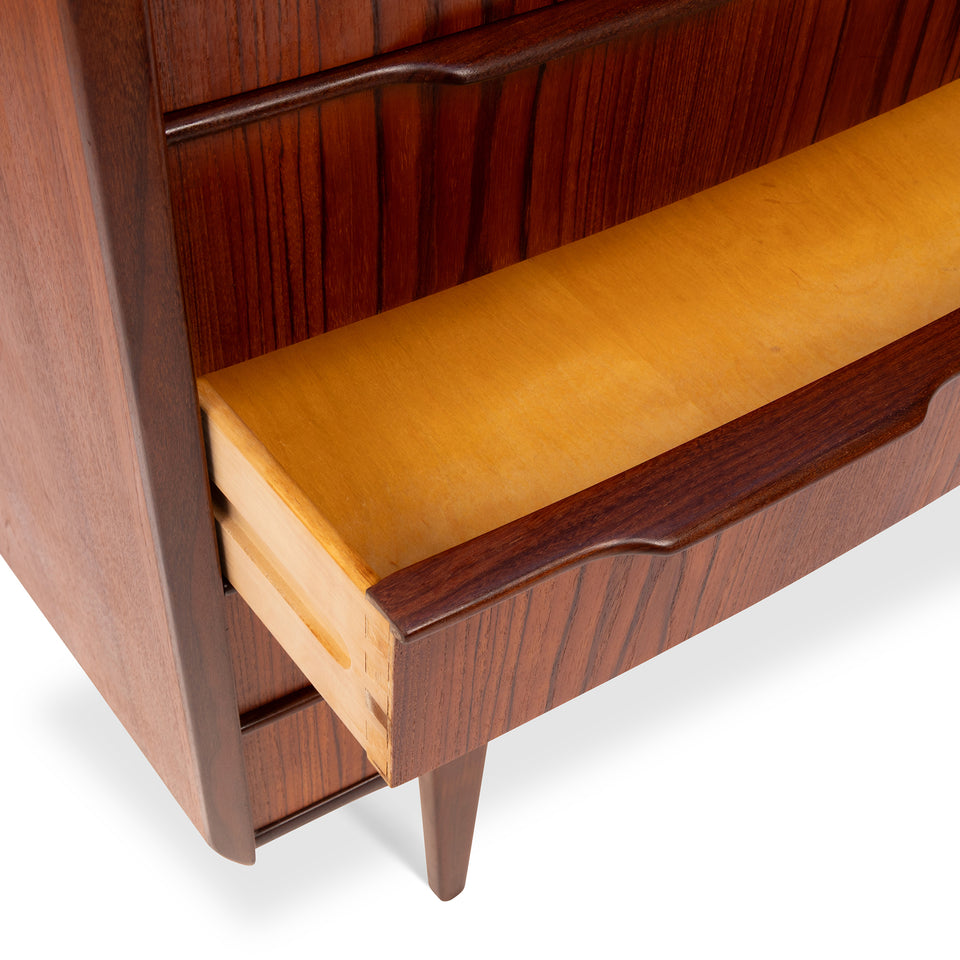 Vintage Danish Mid-Century Five-Drawer Rosewood Dresser
