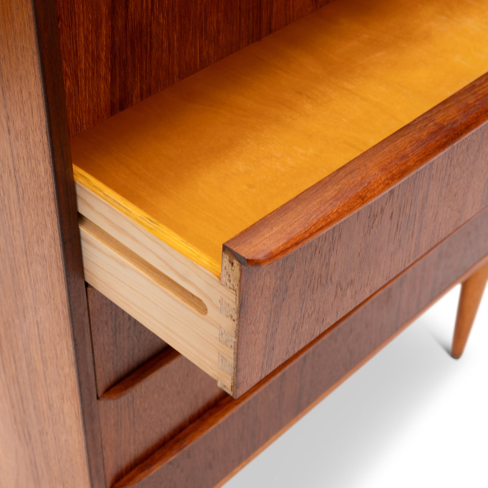 Vintage Danish Mid-Century Six-Drawer Teak Tallboy Dresser 1960s