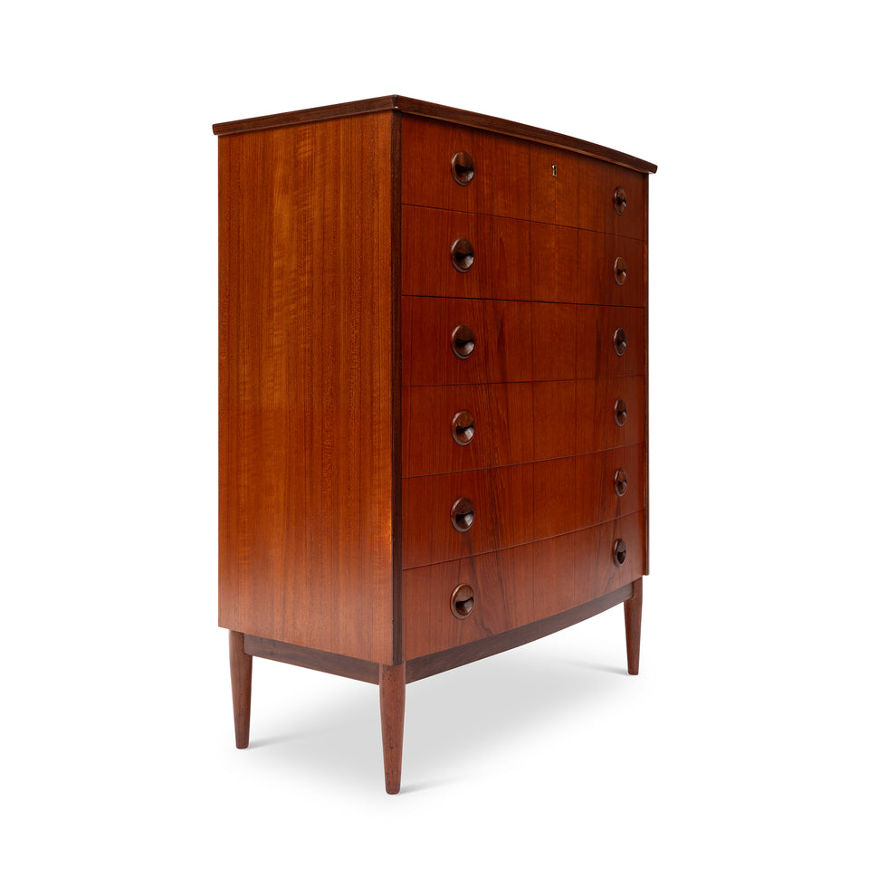 Vintage Danish Mid-Century Teak Six-Drawer Tallboy Dresser