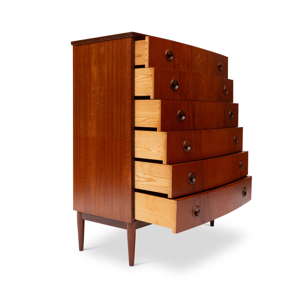 Vintage Danish Mid-Century Teak Six-Drawer Tallboy Dresser
