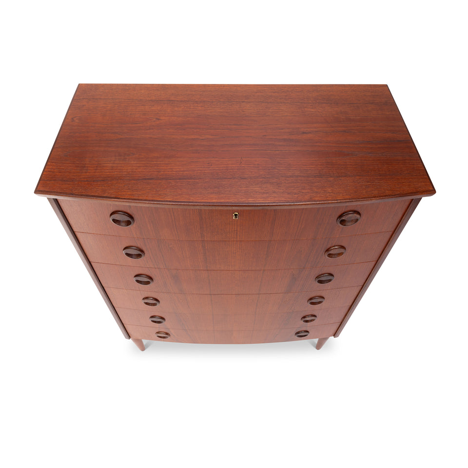 Vintage Danish Mid-Century Teak Six-Drawer Tallboy Dresser