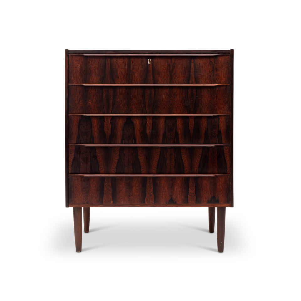 Vintage Danish Mid-Century Five-Drawer Rosewood Tallboy Dresser 1960s – MCM-SF