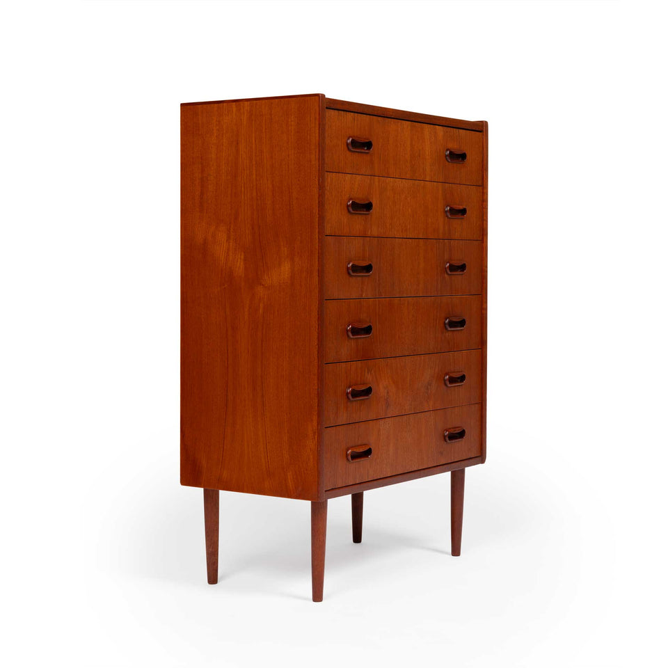 1960s Vintage Danish Mid-Century Teak Six Drawer Dresser