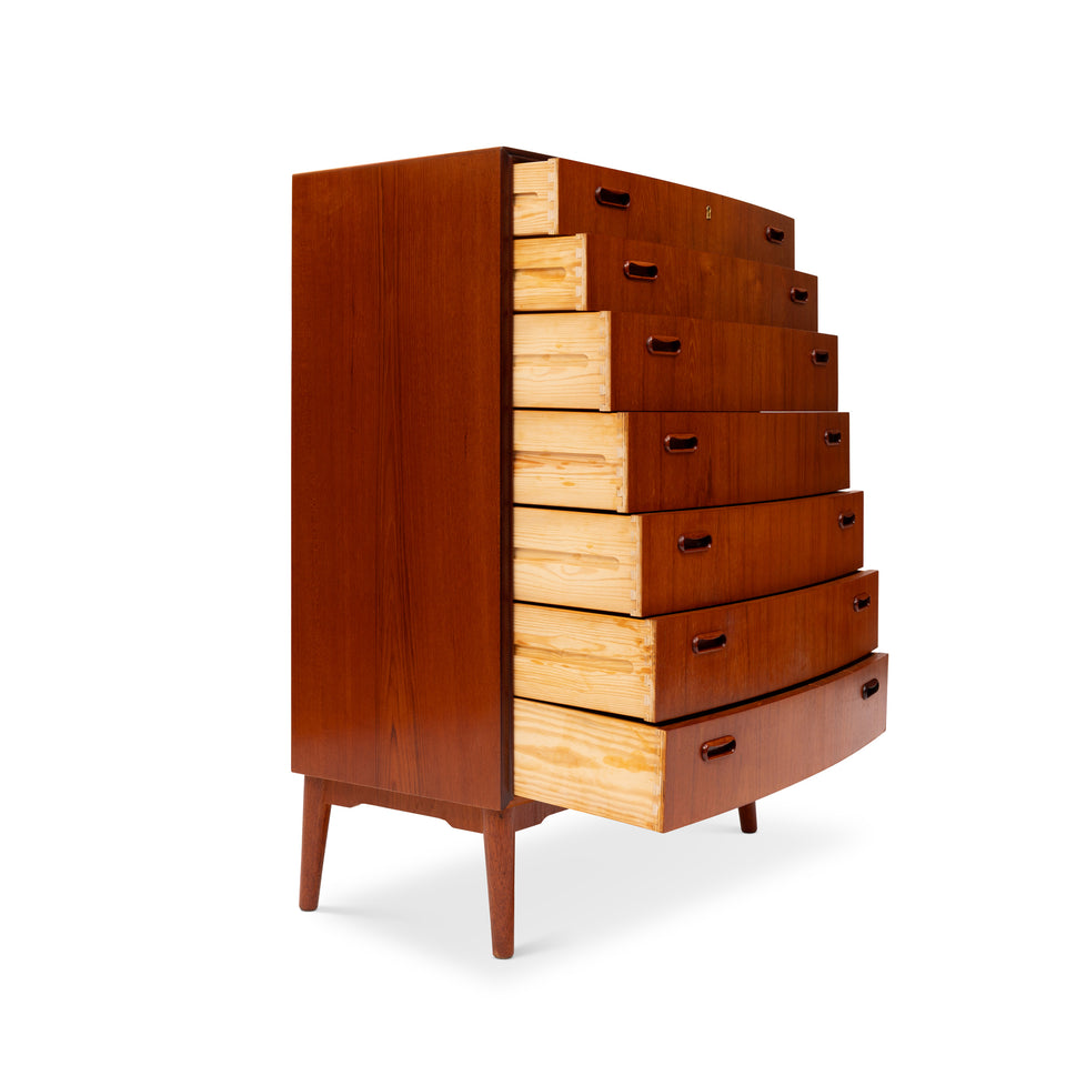 Vintage Danish Mid-Century Teak Seven-Drawer Tallboy Dresser 1960s
