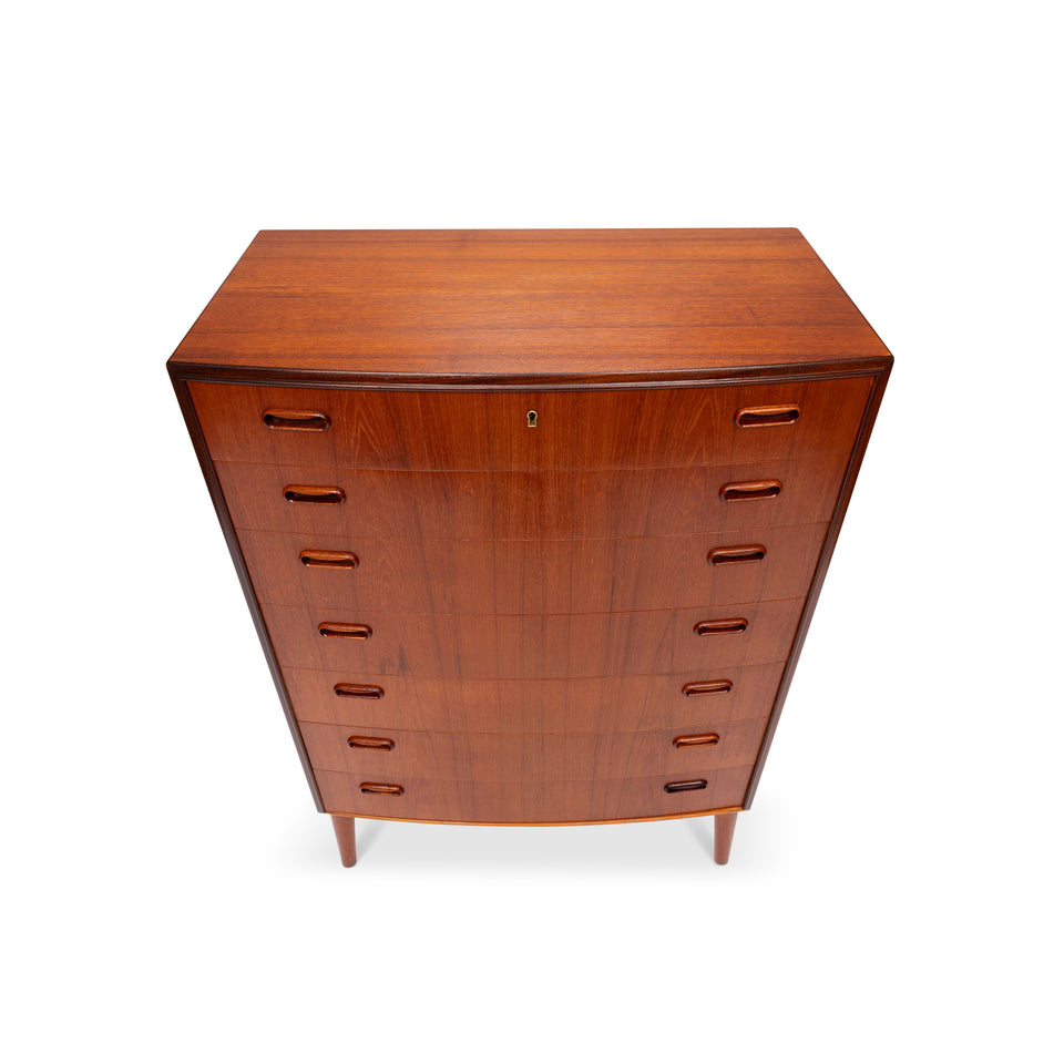 Vintage Danish Mid-Century Teak Seven-Drawer Tallboy Dresser 1960s
