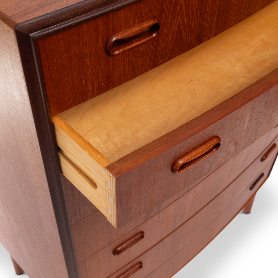 Vintage Danish Mid-Century Teak Seven-Drawer Tallboy Dresser 1960s