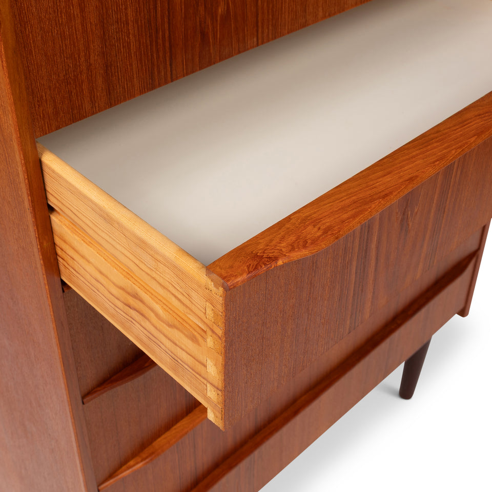 Danish Mid-Century Modern Six-Drawer Teak Tallboy Dresser 1960s
