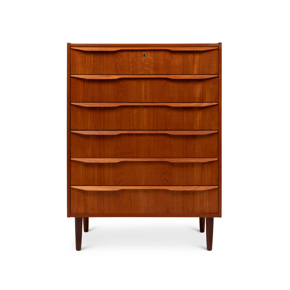 Vintage Danish Mid-Century Six Drawer Dresser in Teak