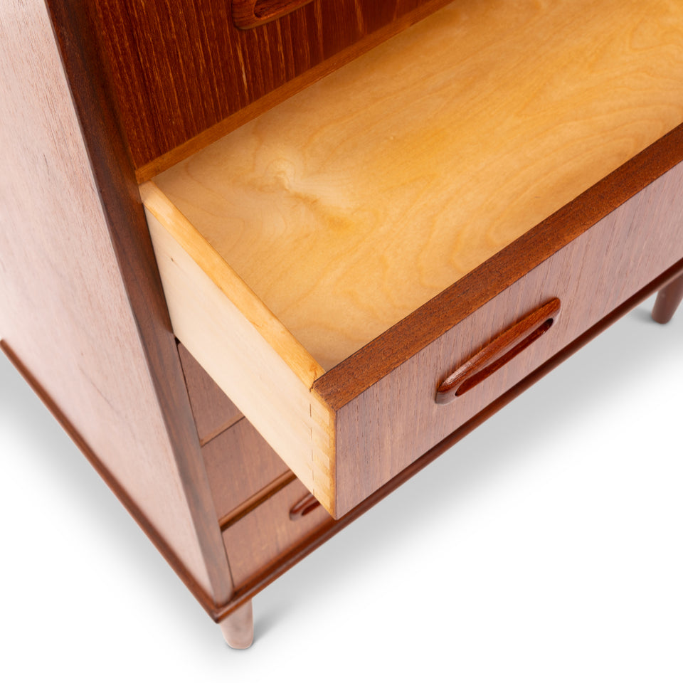 Vintage Danish Mid-Century Teak Six-Drawer Tallboy Dresser