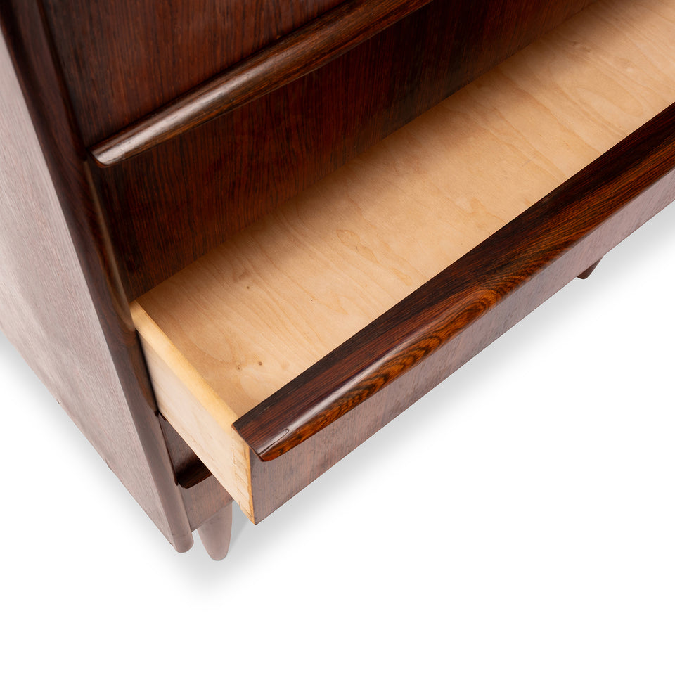 Vintage Danish Mid-Century Six-Drawer Rosewood Tallboy Dresser 1960s