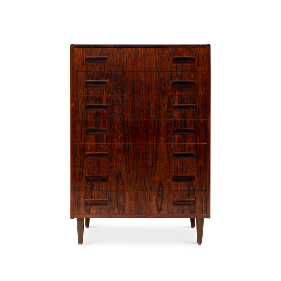 Danish Mid-Century 7 Drawer Rosewood Tallboy Dresser 1960s