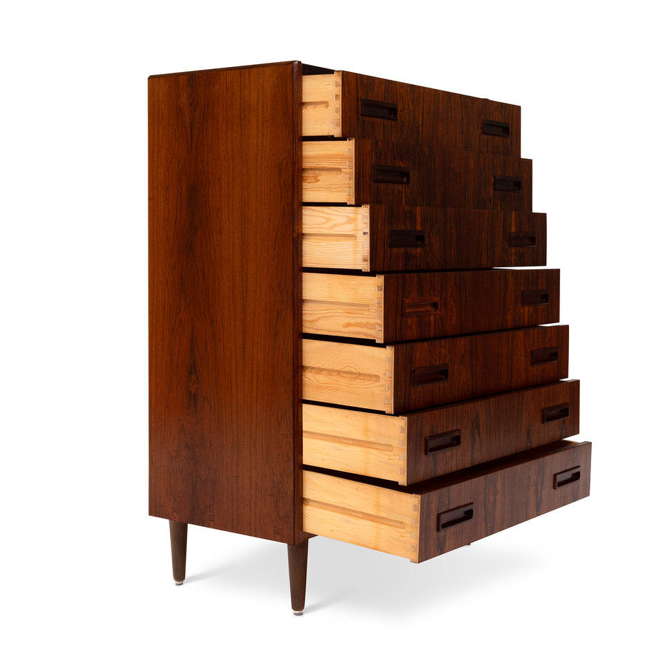 Danish Mid-Century 7 Drawer Rosewood Tallboy Dresser 1960s
