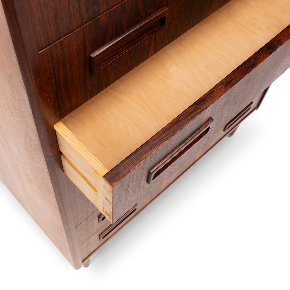 Danish Mid-Century 7 Drawer Rosewood Tallboy Dresser 1960s