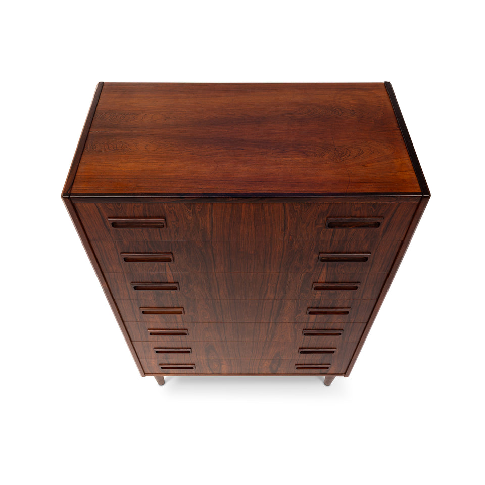 Danish Mid-Century 7 Drawer Rosewood Tallboy Dresser 1960s
