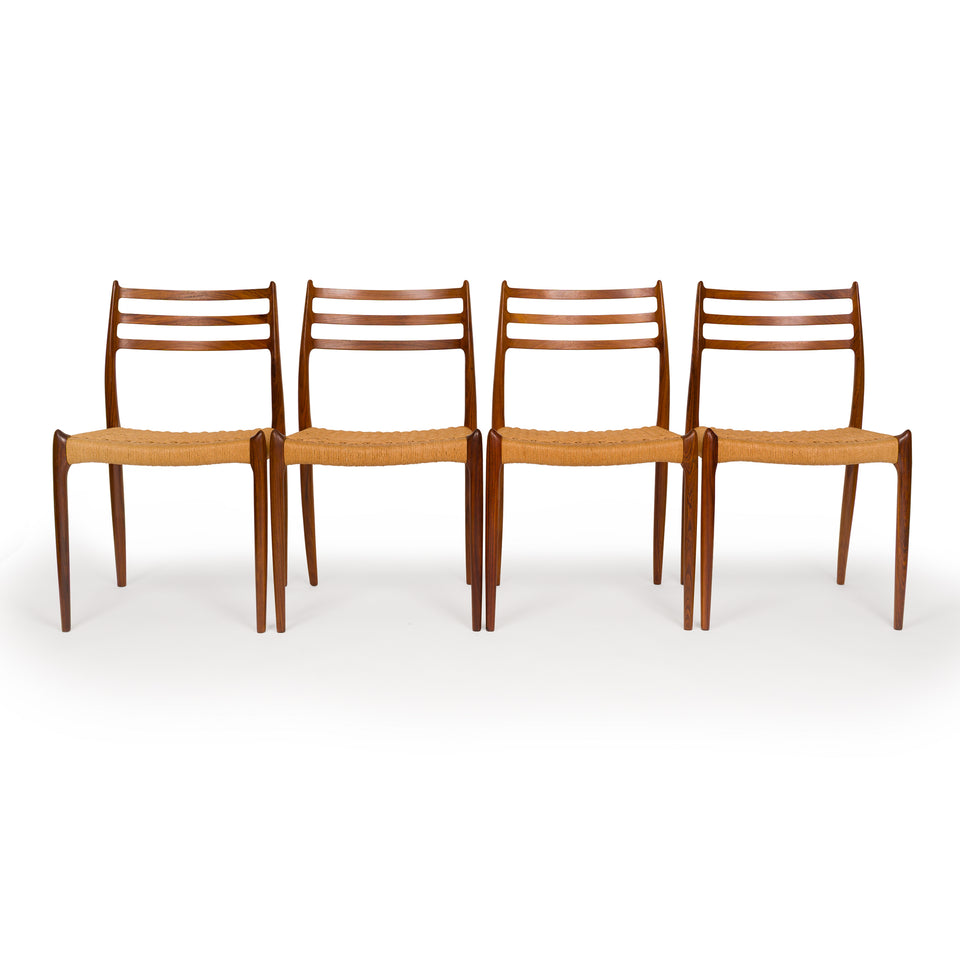 Vintage Niels Otto Møller Model 78 Dining Chairs – Rosewood Danish Cord Set of 4