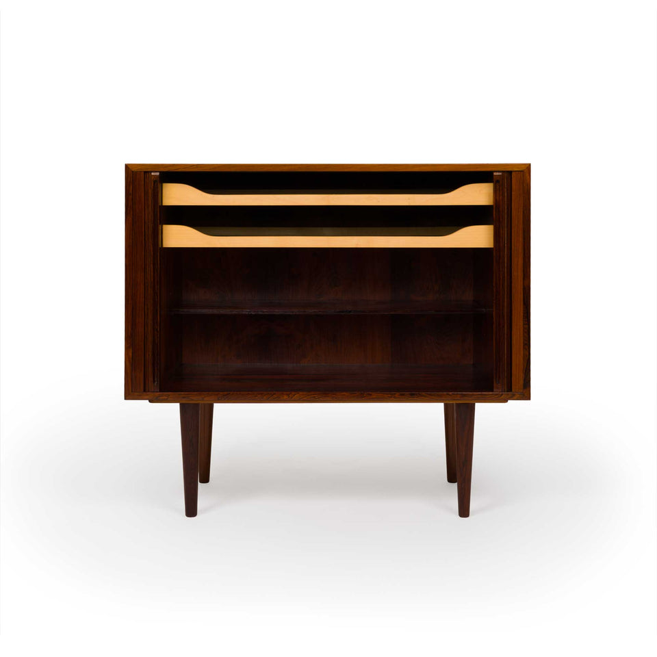 Kai Kristensen Rosewood Tambour Door Cabinet Sideboard / Media Cabinet