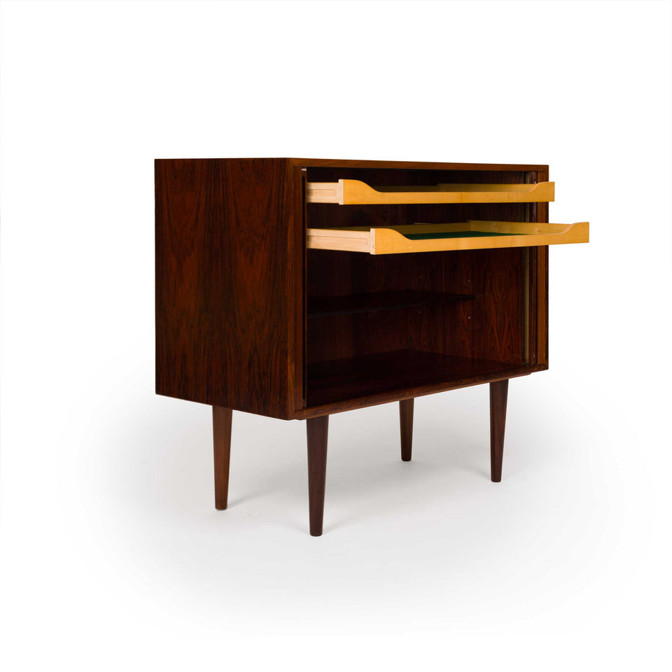 Kai Kristensen Rosewood Tambour Door Cabinet Sideboard / Media Cabinet