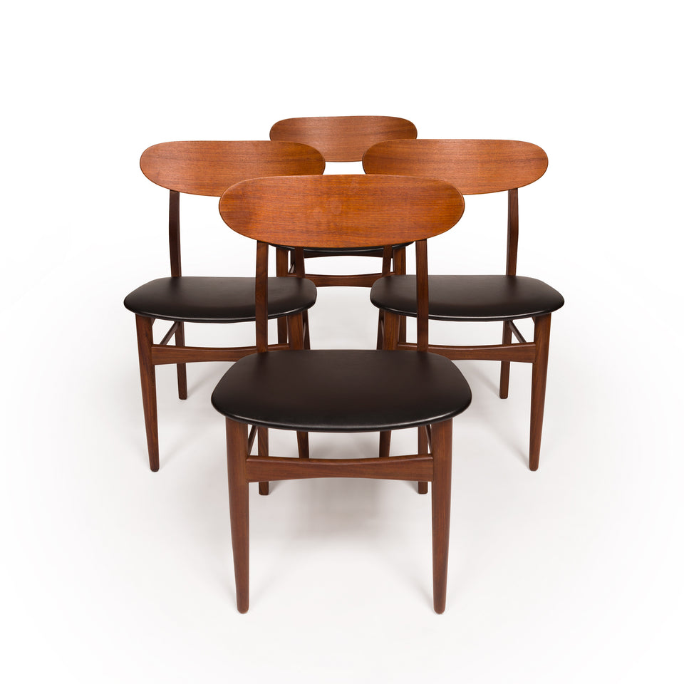 Set of Four Vintage Danish Mid-Century Teak & Walnut Dining Chairs