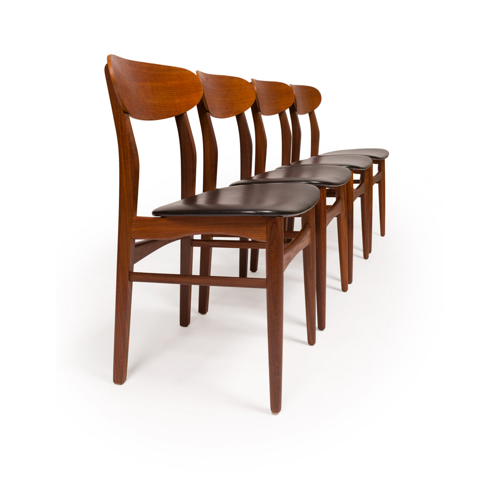 Set of Four Vintage Danish Mid-Century Teak & Walnut Dining Chairs