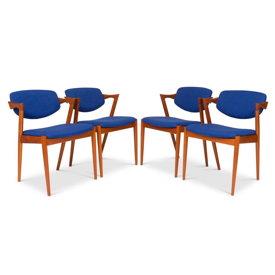 Vintage 1950s Kai Kristiansen Model 42 Dining Chairs — Set of Four