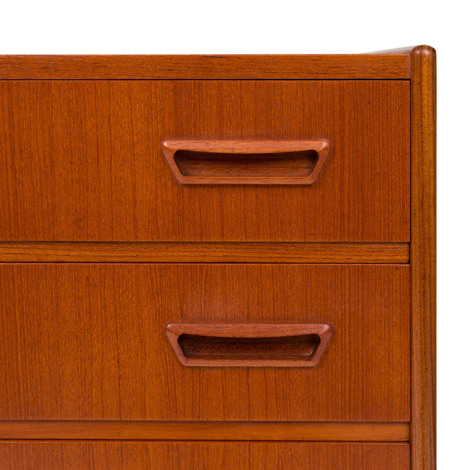 Vintage Danish Mid-Century Four Drawer Teak Lowboy Dresser