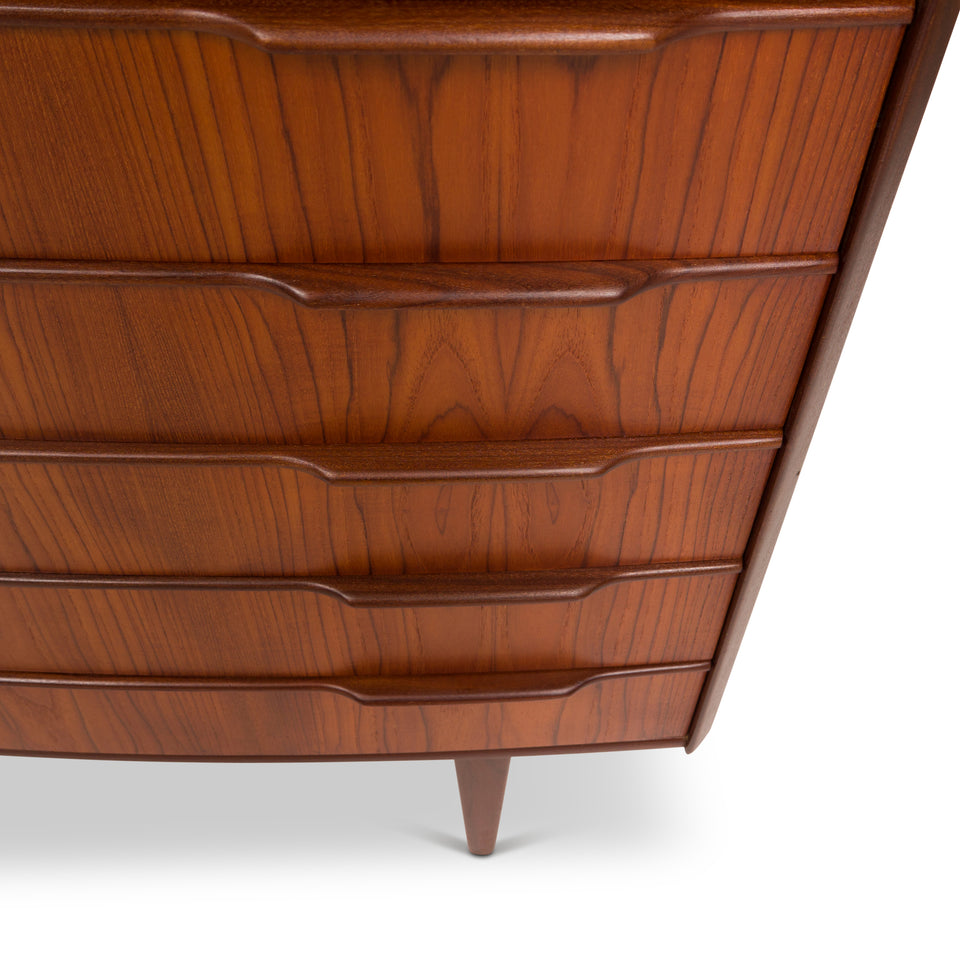 Vintage Danish Mid-Century Five Drawer Lowboy Dresser