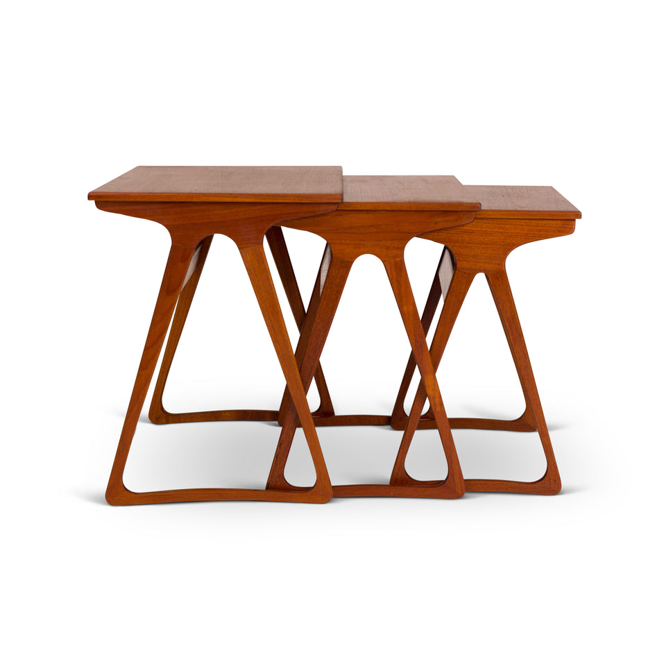1960s Vintage Danish Modern Teak Nested Side Tables