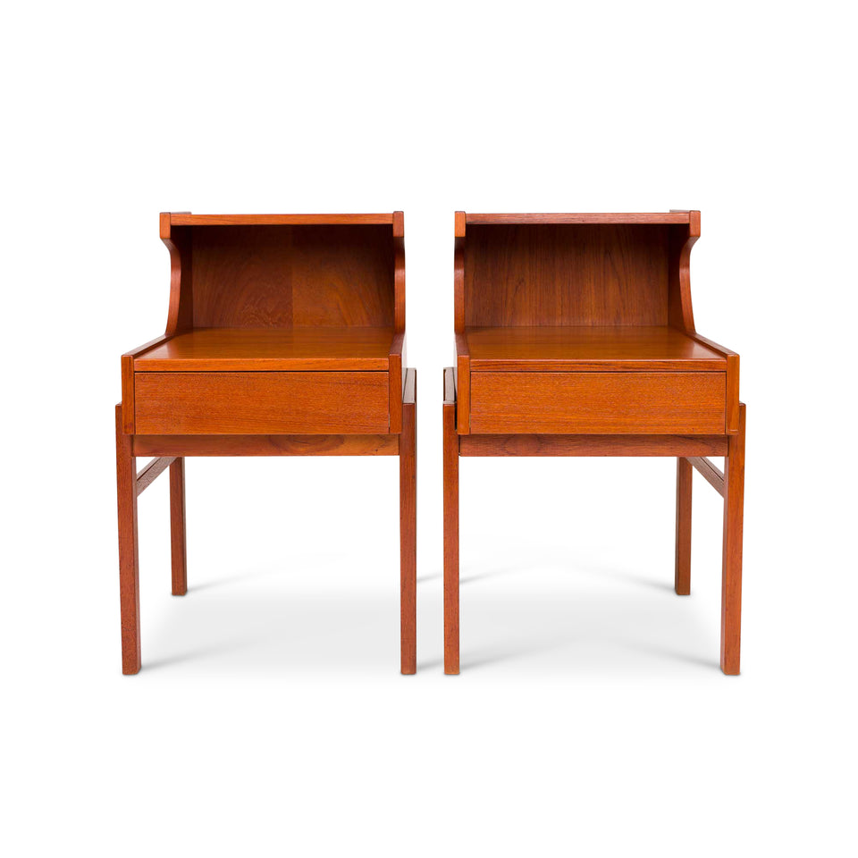 Vintage Danish Mid-Century Teak Nightstand Pair