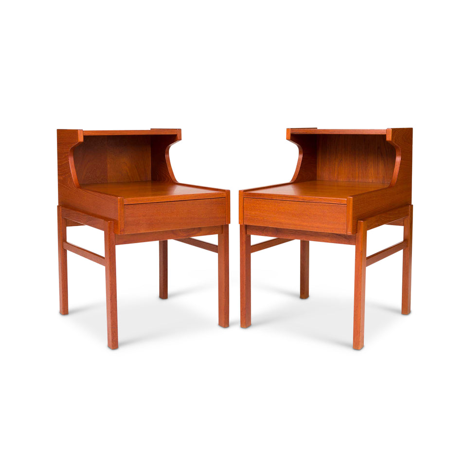 Vintage Danish Mid-Century Teak Nightstand Pair