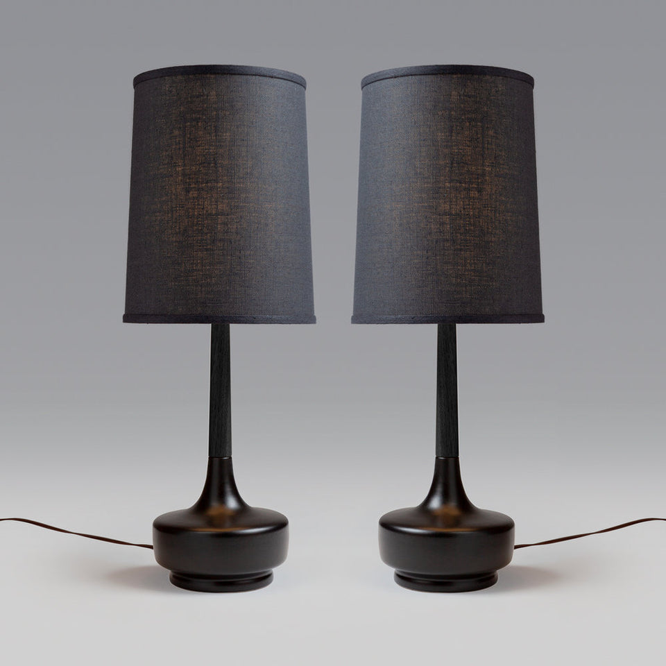 Mid-Century Table Lamp "Brooke Noir" - Pair