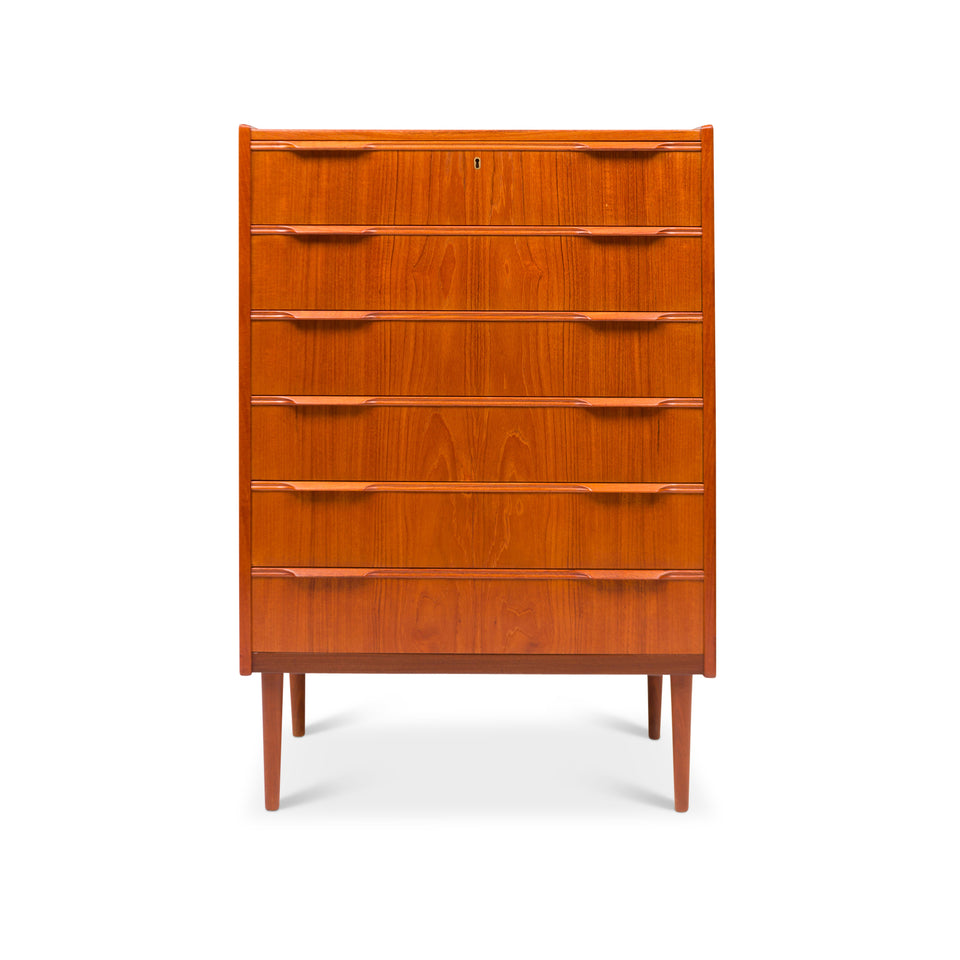 Danish Mid-Century Six-Drawer Teak Tallboy / Dresser