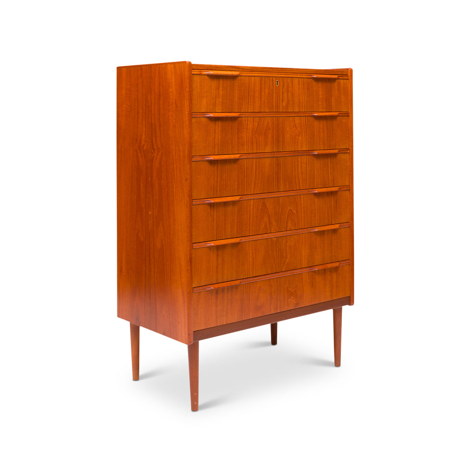 Danish Mid-Century Six-Drawer Teak Tallboy / Dresser