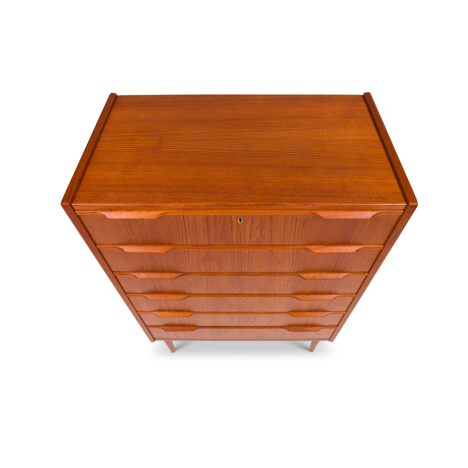 Danish Mid-Century Six-Drawer Teak Tallboy / Dresser