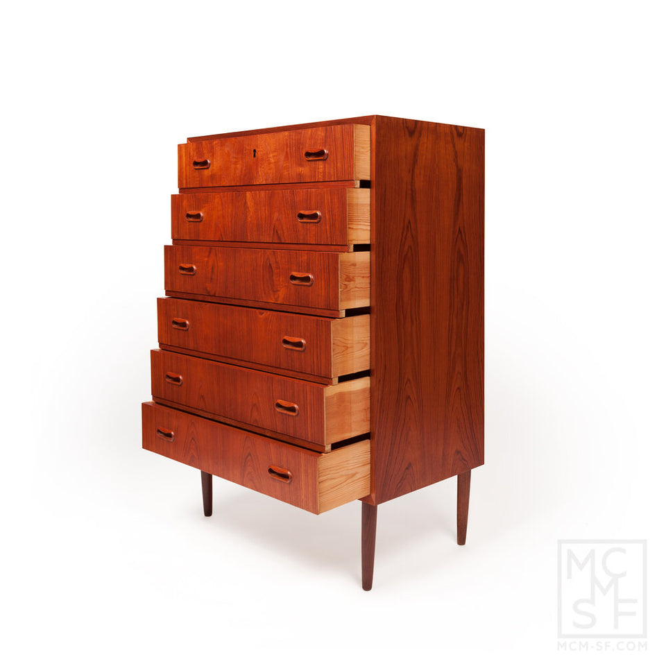 Vintage 1960 Danish Mid-Century Teak Tallboy