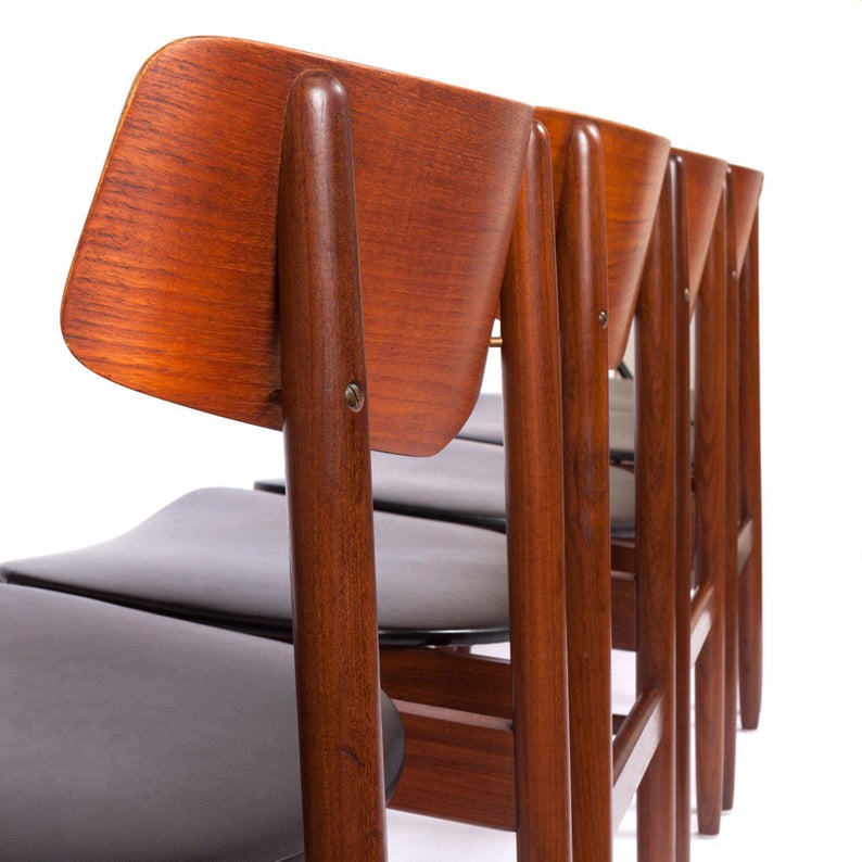 Vintage Danish Mid-Century Teak & Walnut Dining Chairs